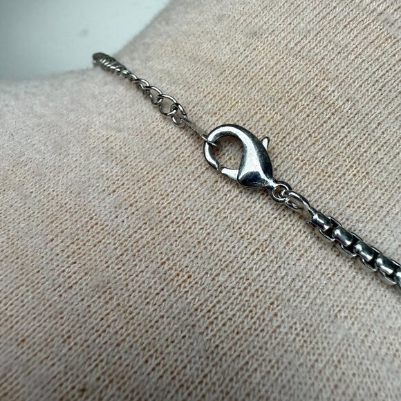 Silver Tone Round Box Chain Necklace 16-18" - Picture 4 of 4